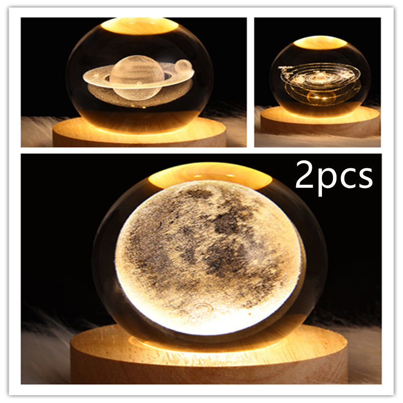 LED Galaxy Night Light - Crystal Ball Moon Lamp
