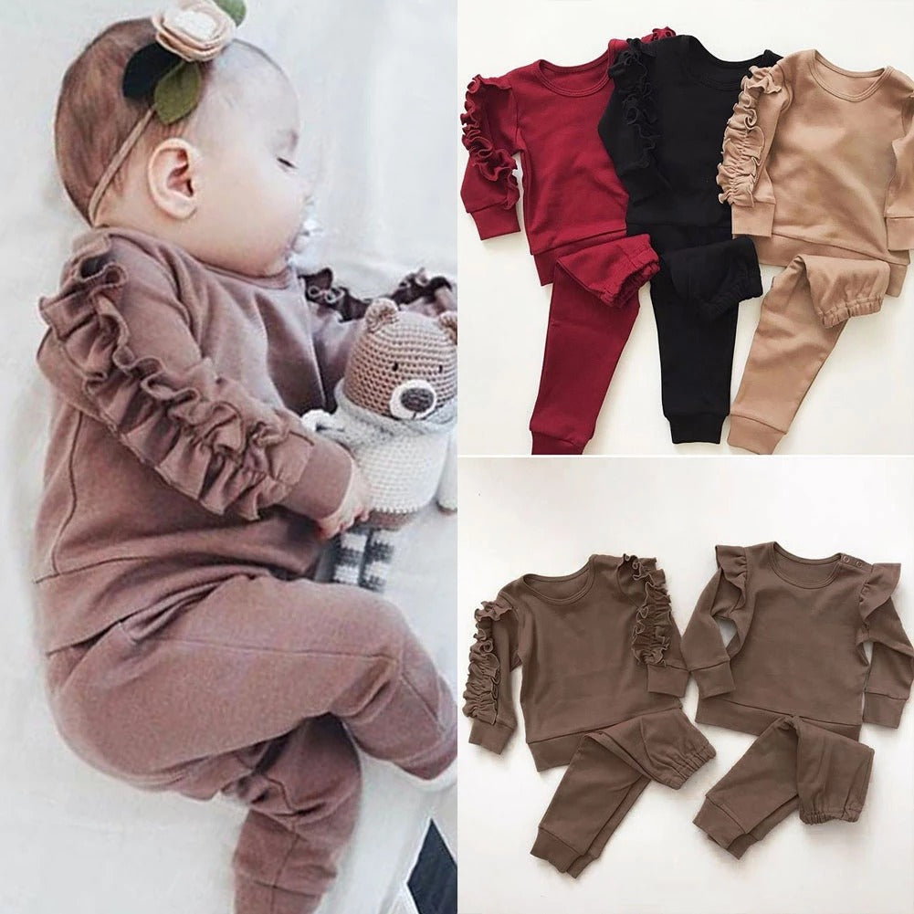 Baby Ruffle Long Sleeve Outfit Set
