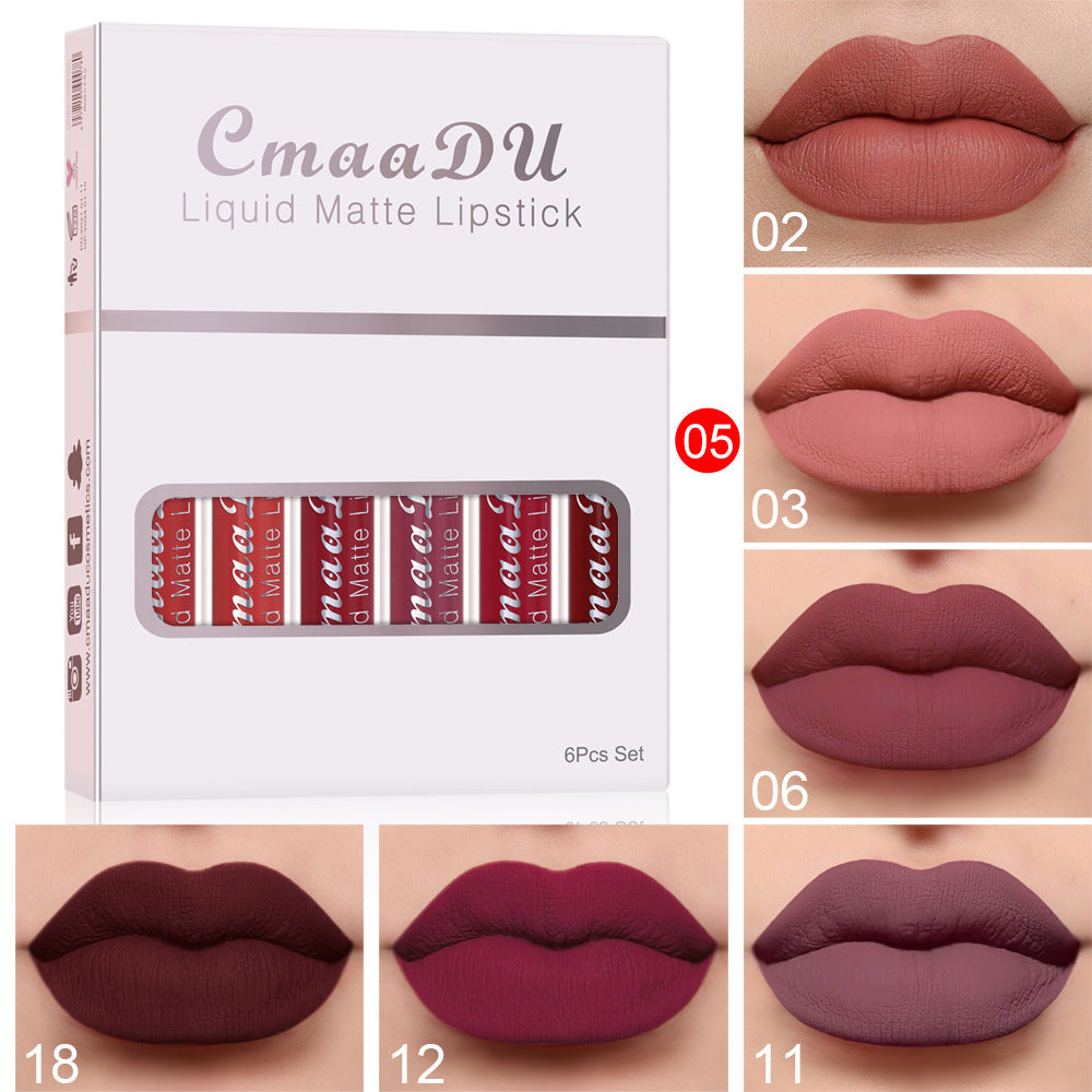 Waterproof Matte Lipstick Set - 6 Long-Lasting Shades
