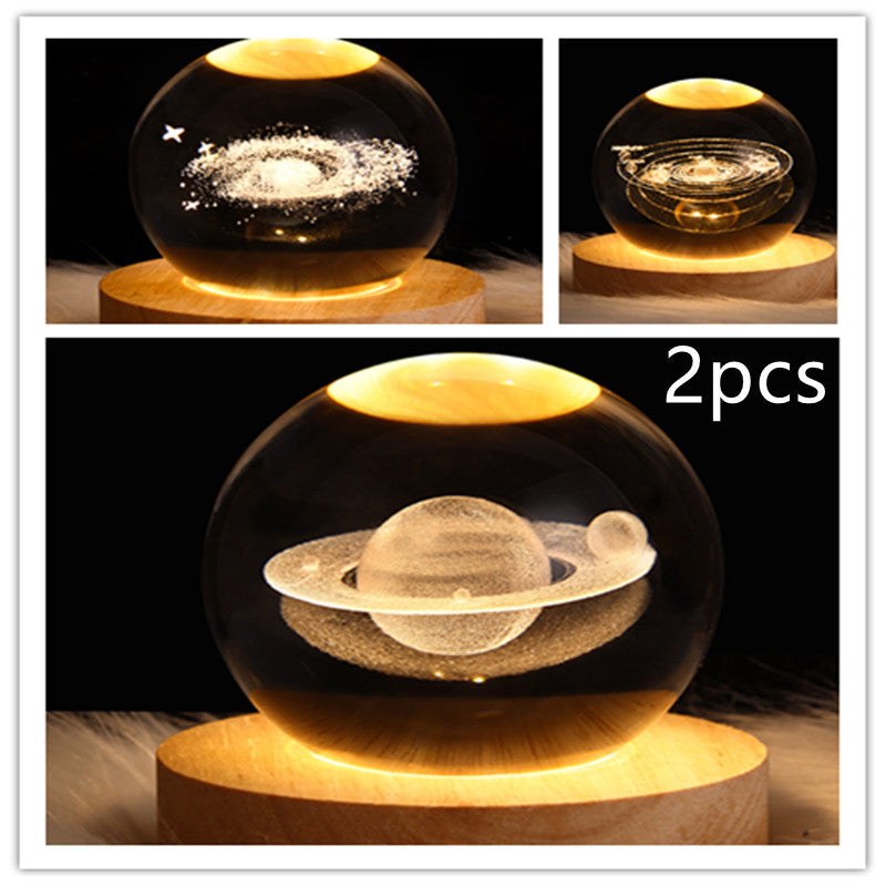 LED Galaxy Night Light - Crystal Ball Moon Lamp