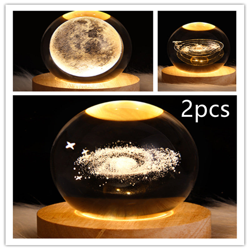 LED Galaxy Night Light - Crystal Ball Moon Lamp