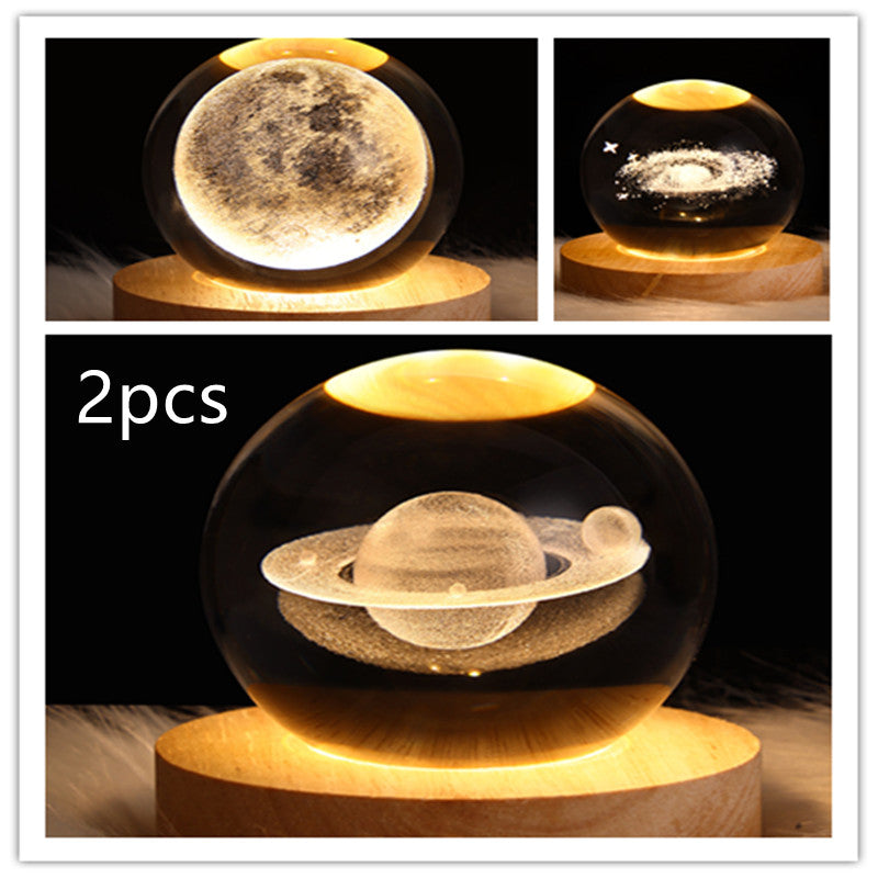 LED Galaxy Night Light - Crystal Ball Moon Lamp
