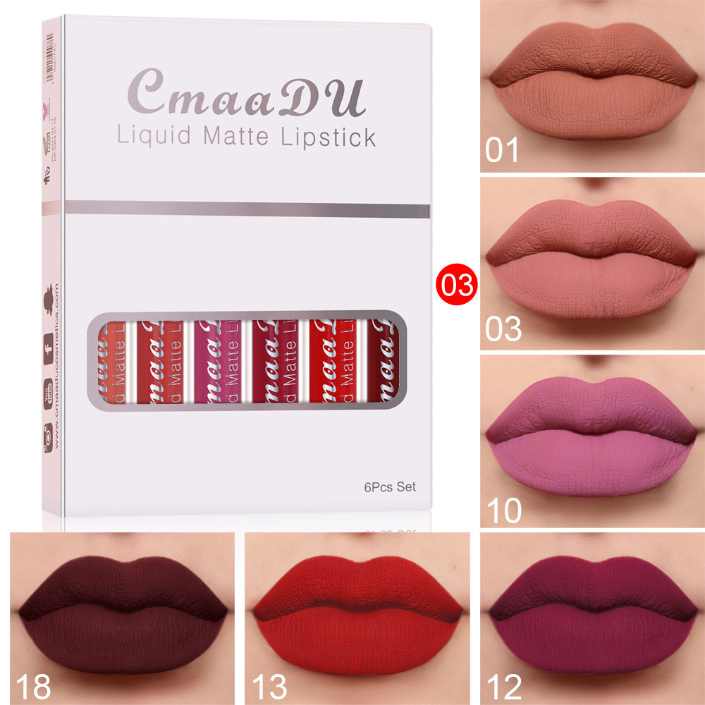 Waterproof Matte Lipstick Set - 6 Long-Lasting Shades