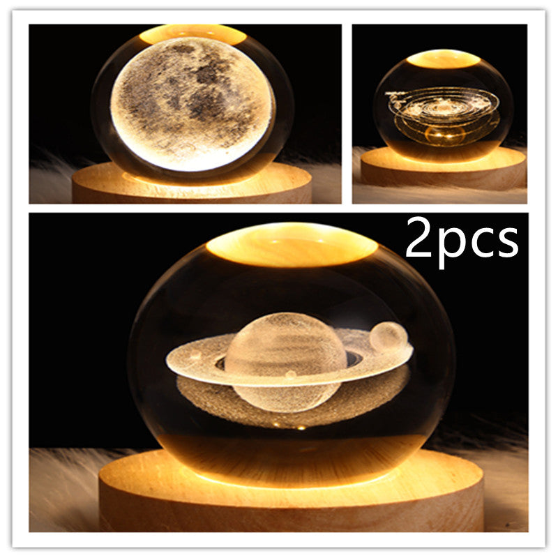 LED Galaxy Night Light - Crystal Ball Moon Lamp
