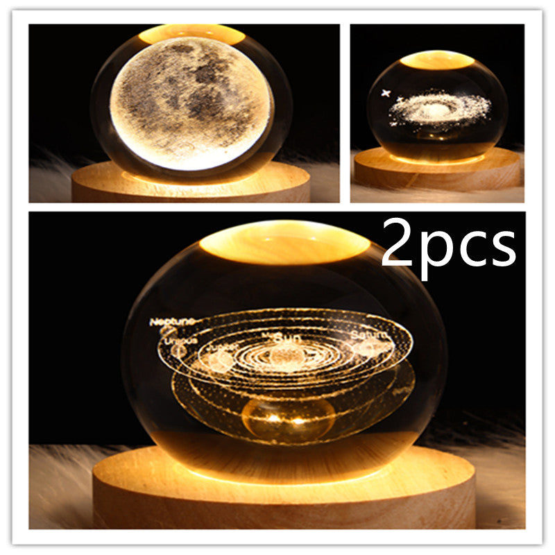 LED Galaxy Night Light - Crystal Ball Moon Lamp