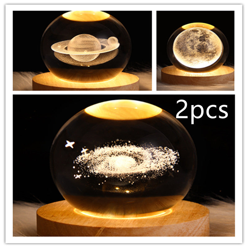 LED Galaxy Night Light - Crystal Ball Moon Lamp