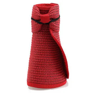 Women's Foldable Straw Visor - Wide Brim Beach Sun Hat
