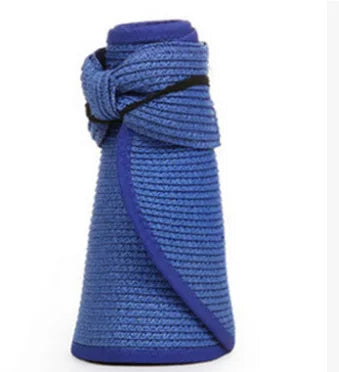 Women's Foldable Straw Visor - Wide Brim Beach Sun Hat