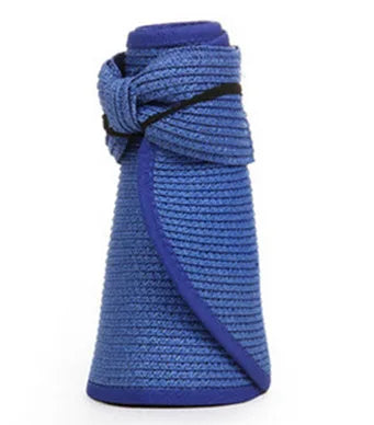 Women's Foldable Straw Visor - Wide Brim Beach Sun Hat