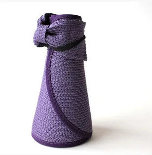 Women's Foldable Straw Visor - Wide Brim Beach Sun Hat