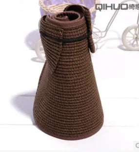 Women's Foldable Straw Visor - Wide Brim Beach Sun Hat