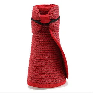 Women's Foldable Straw Visor - Wide Brim Beach Sun Hat