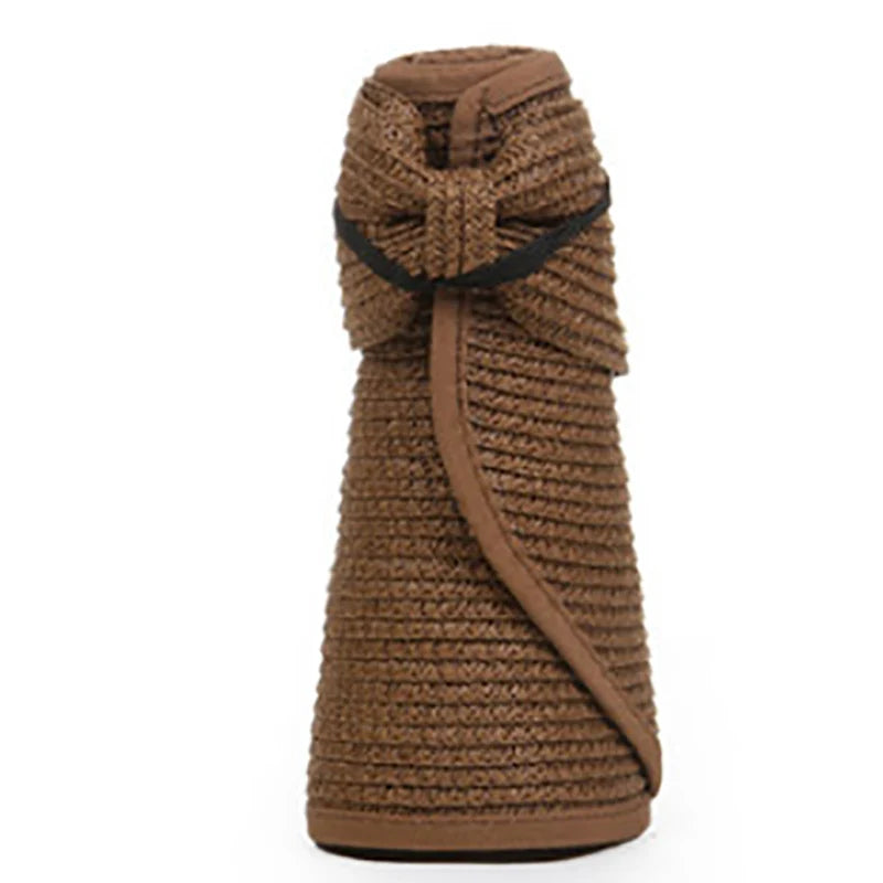 Women's Foldable Straw Visor - Wide Brim Beach Sun Hat
