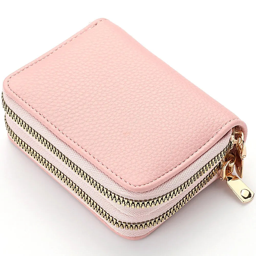Women's Lychee Pattern Zipper Wallet - Multi Card Slot