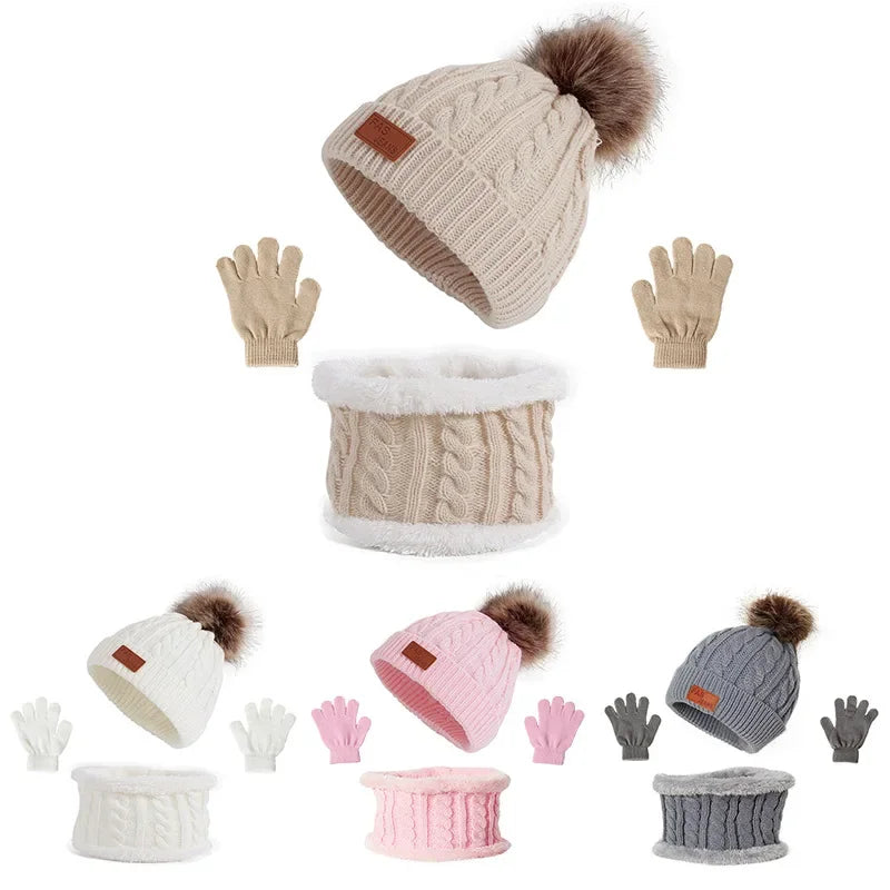 Kids Winter Hat, Scarf and Mittens Set | Fleece Lined Beanie & Snood (1-6 Years)