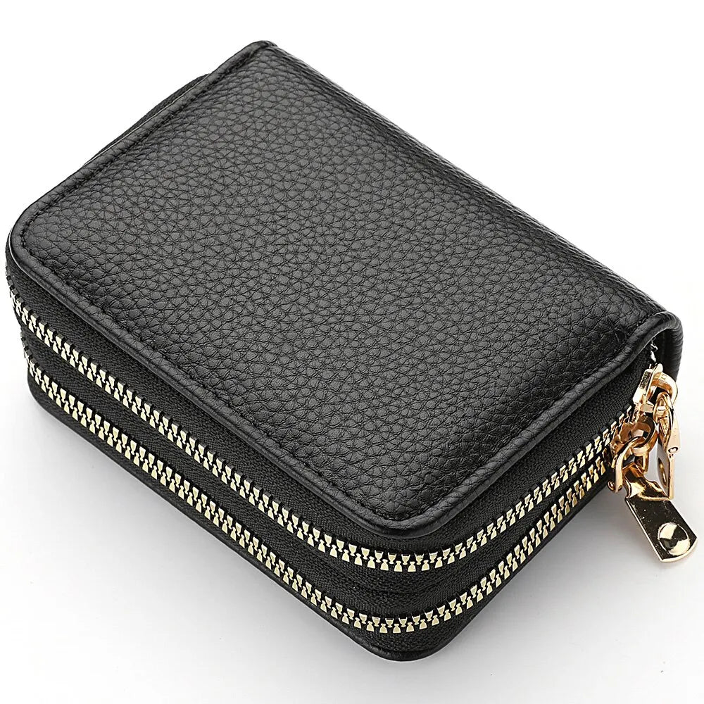 Women's Lychee Pattern Zipper Wallet - Multi Card Slot