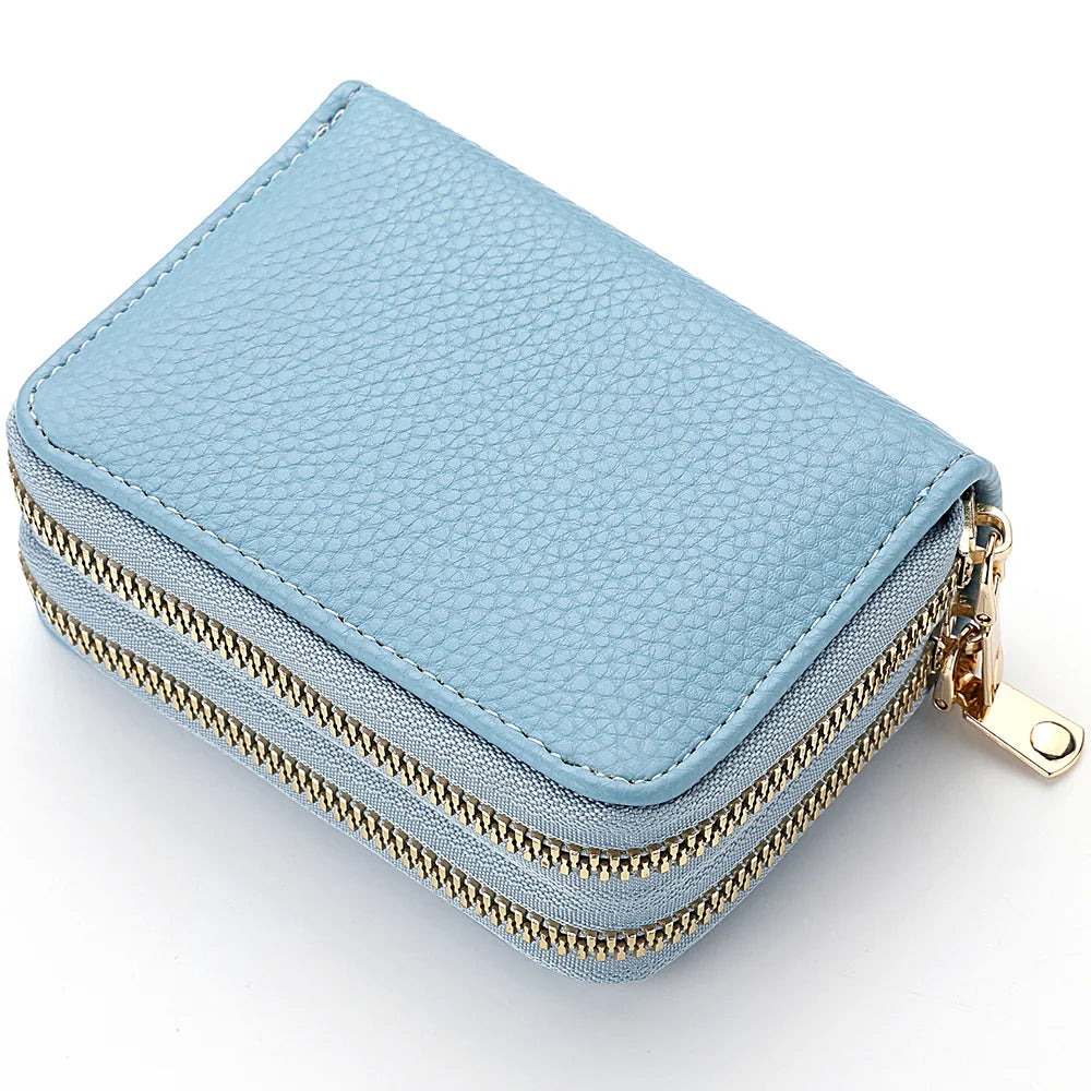 Women's Lychee Pattern Zipper Wallet - Multi Card Slot