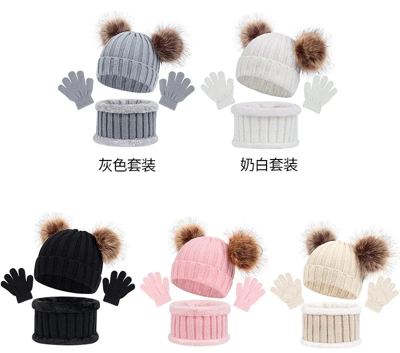 Kids Winter Hat, Scarf and Mittens Set | Fleece Lined Beanie & Snood (1-6 Years)