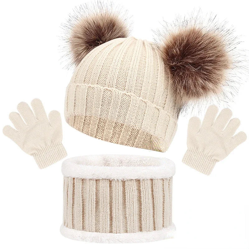 Kids Winter Hat, Scarf and Mittens Set | Fleece Lined Beanie & Snood (1-6 Years)