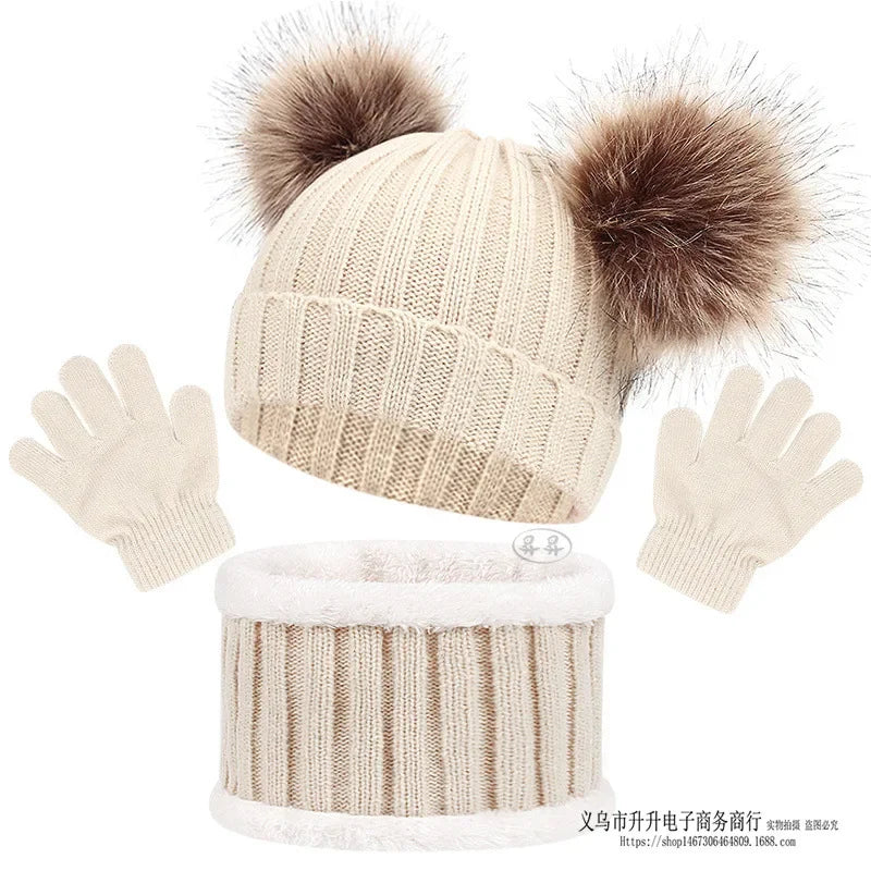 Kids Winter Hat, Scarf and Mittens Set | Fleece Lined Beanie & Snood (1-6 Years)