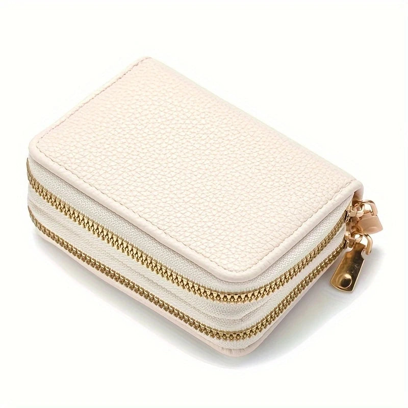 Women's Lychee Pattern Zipper Wallet - Multi Card Slot