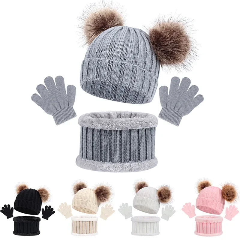 Kids Winter Hat, Scarf and Mittens Set | Fleece Lined Beanie & Snood (1-6 Years)