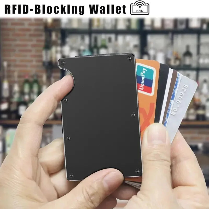 RFID Aluminum Card Holder Wallet - Slim Travel Purse