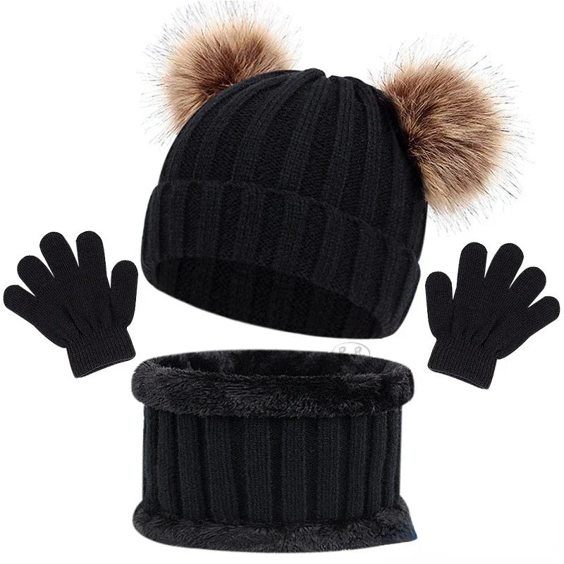 Kids Winter Hat, Scarf and Mittens Set | Fleece Lined Beanie & Snood (1-6 Years)