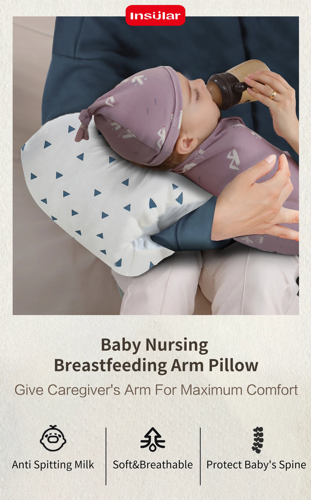 Baby Nursing Pillow - Pure Cotton Breastfeeding Arm Support