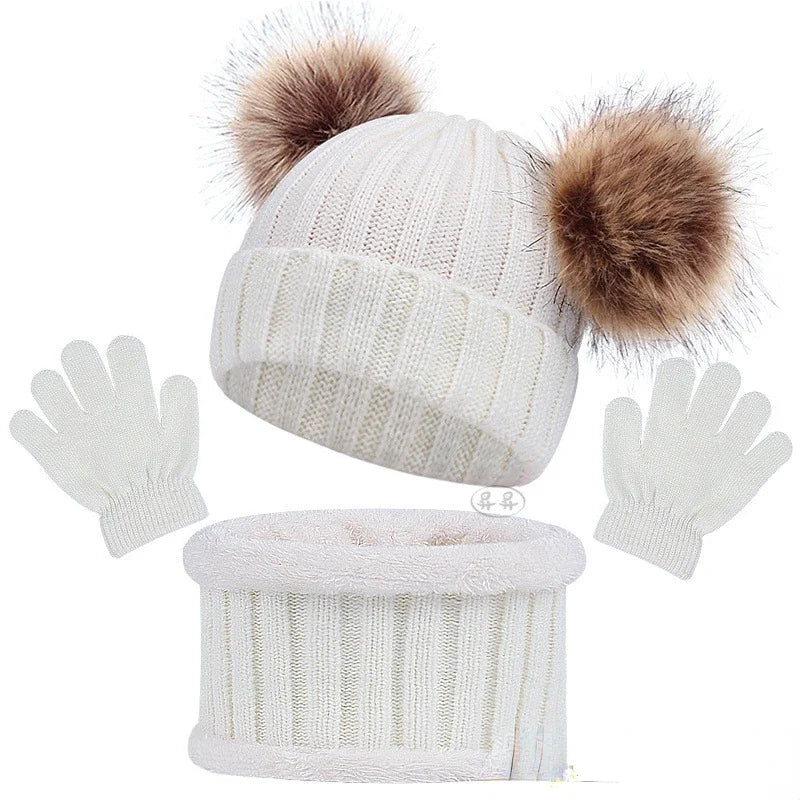 Kids Winter Hat, Scarf and Mittens Set | Fleece Lined Beanie & Snood (1-6 Years)