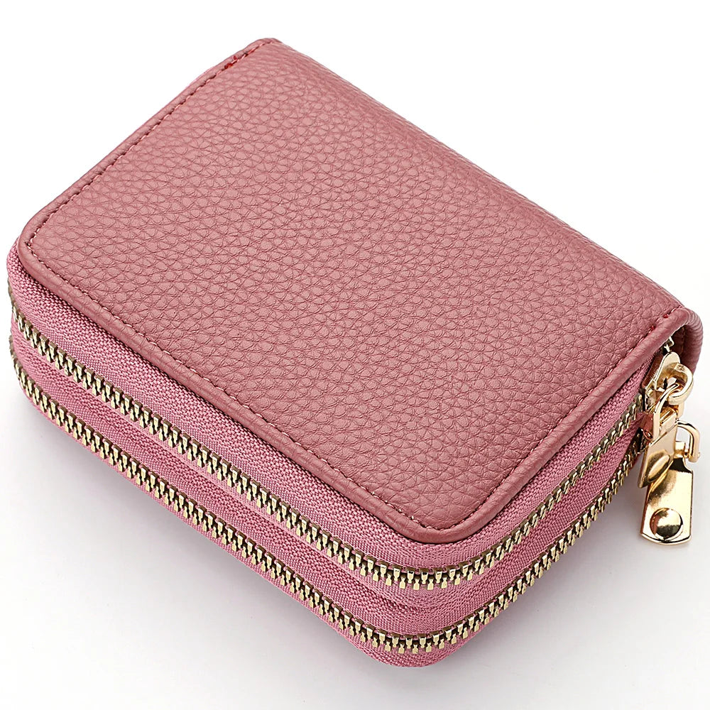 Women's Lychee Pattern Zipper Wallet - Multi Card Slot