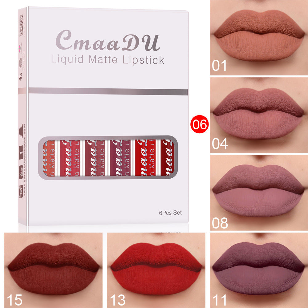 Waterproof Matte Lipstick Set - 6 Long-Lasting Shades
