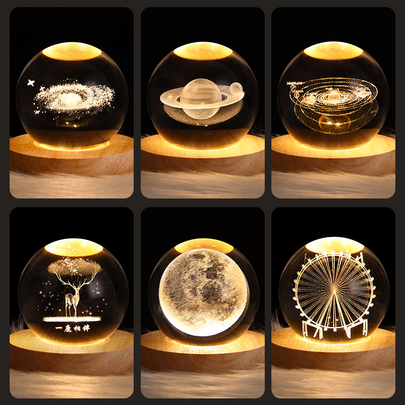 LED Galaxy Night Light - Crystal Ball Moon Lamp